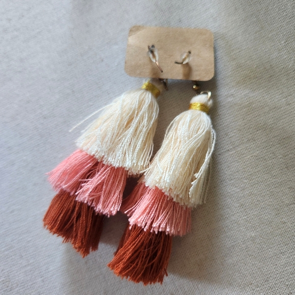 Tassel Earrings - boho layered colorful fringe for pierced ears - Picture 3 of 5